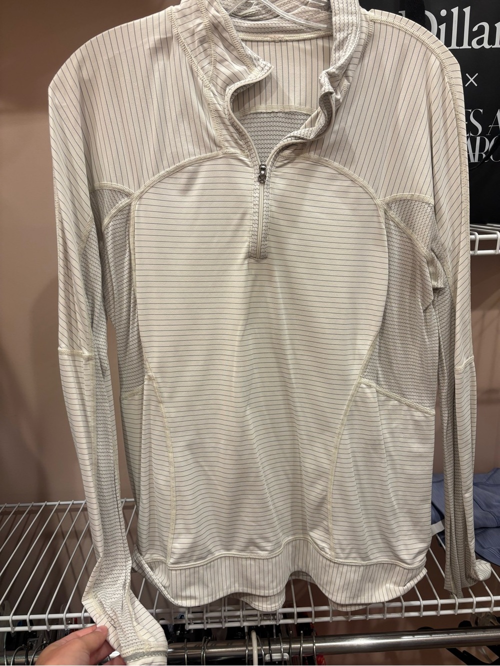 lululemon athletica Cream Pinstripe Quarter-Zip Pullover